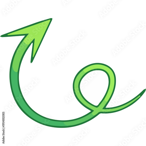 Looped Green Swirl Arrow Vector Element