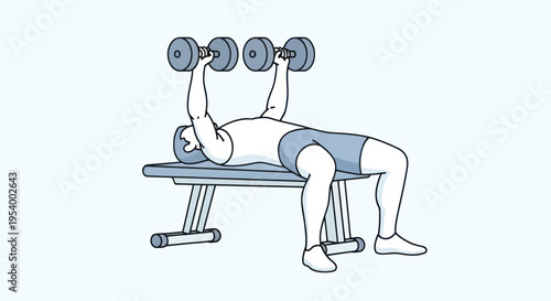 Man doing dumbbell bench press exercise.