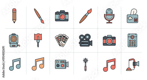 Music and recording technology icons.