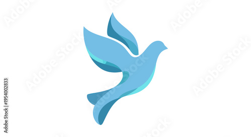Blue Bird in Flight Illustration.
