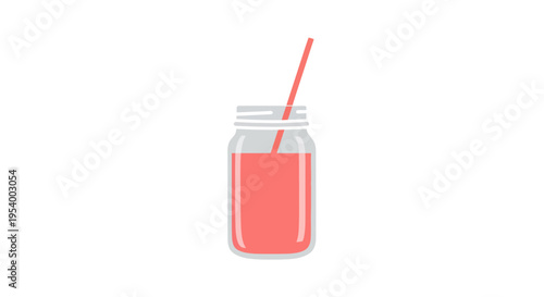Fresh pink lemonade in glass jar.