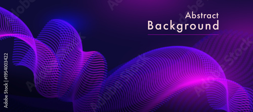 Abstract blue-violet background with wavy lines and blurred shapes.Concept of data flow in cyberspace,the movement of an artificial intelligence neural network,futuristic 3D design for a presentation