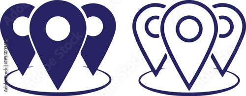 location map marker pin bule bule outline icon set vector illustration 