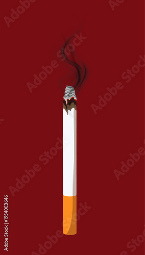 Burning cigarette smoke icon harmful habit warning vector illustration design element for health awareness addiction danger and anti smoking campaign use