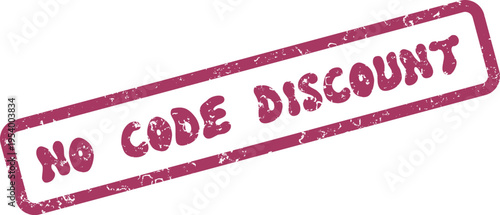 Vibrant red No Code Discount stamp indicating automatic savings without needing a coupon
