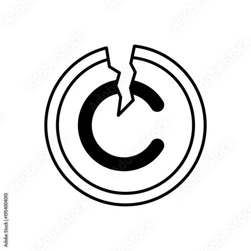 Broken Copyright Symbol Concept of Piracy and Intellectual Property Theft