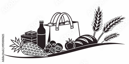 Abundant harvest with wine bottle and fresh produce on a rustic table