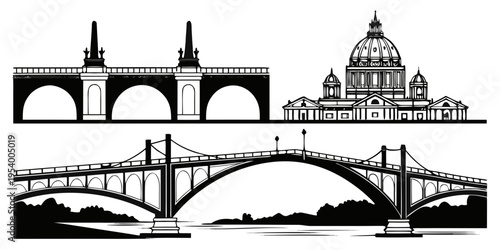 Three distinct bridges showcasing different architectural styles and designs