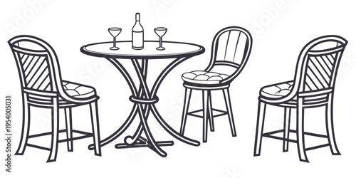 A charming outdoor dining set with a round table and four chairs.