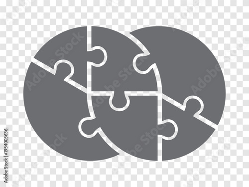 Simple icon puzzles in gray. Simple icon circle puzzle of the six elements on transparent background for your web site design, app, UI. EPS10.