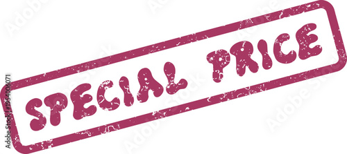 Bold purple rubber stamp text SPECIAL PRICE highlights an attractive limited time cost