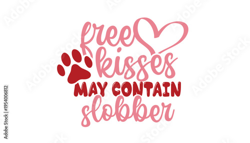 A cute dog Valentine's Day graphic with free kisses message