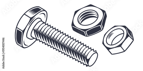 A close-up view of various types of screws and nuts in different sizes and shapes