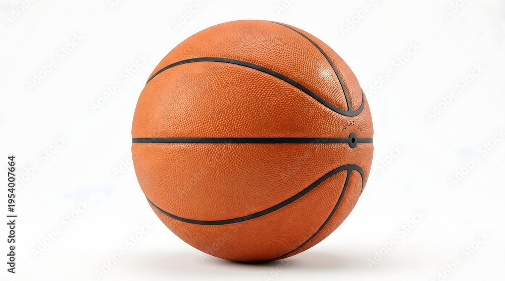 Fototapeta premium A basketball sits on a white surface, ready for play.