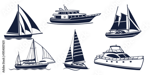 A diverse collection of boats and yachts sailing on calm waters.