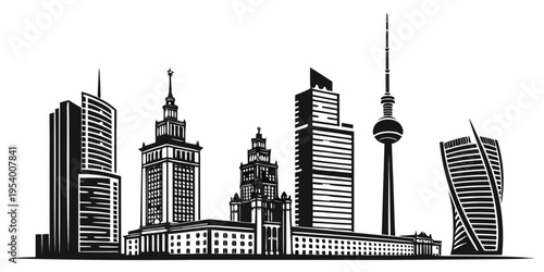 Bild auf Leinwand A striking cityscape showcasing iconic skyscrapers and architectural landmarks