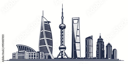 Iconic skyline of shanghai's modern architectural marvels and skyscrapers