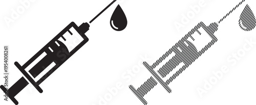 Illustration of syringe types used for liquid injection and blood collection procedures