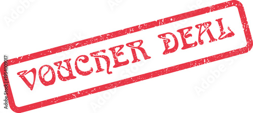 Voucher Deal Red Grungy Rubber Stamp for Exclusive Discounts and Promotional Offers