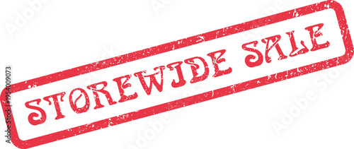 Dynamic red storewide sale stamp announcing significant discounts across all products