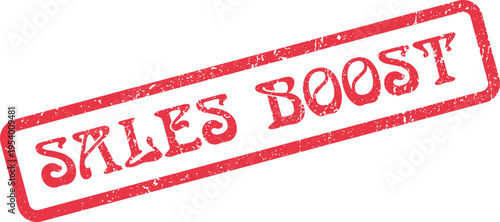 Bold red grunge textured rubber stamp indicating significant sales boost results