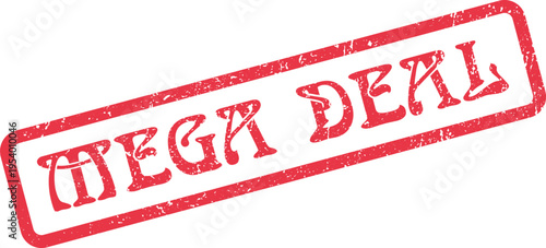 Grungy Red Mega Deal Stamp for E commerce Marketing and Sales Promotions