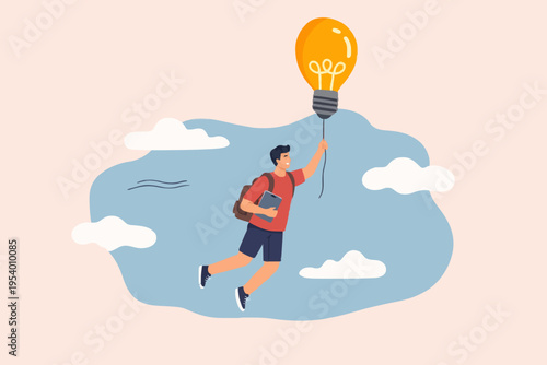 Young man with bright idea