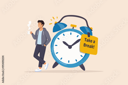 Person with clock and break