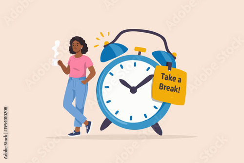 Woman With Clock Illustration