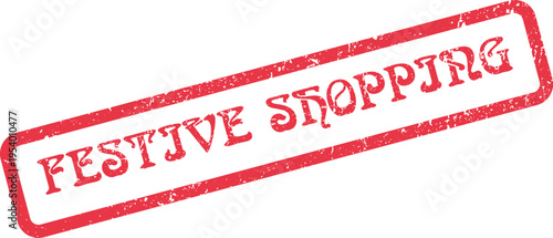 A vibrant red festive shopping stamp for holiday retail events and seasonal consumer activity