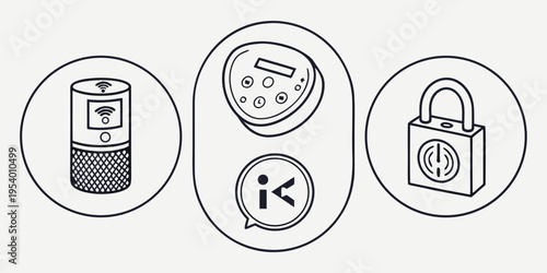 Icons representing security, privacy, and data protection concepts.