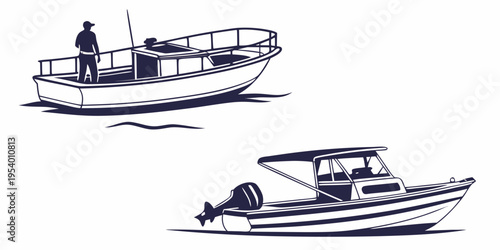 Two boats on a lake with a person standing in one of them