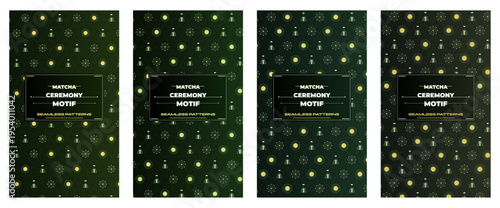 Matcha Ceremony Motif poster design, Japanese tea ceremony pattern pack, premium chado editorial cover, matcha brochure template, modern tea ceremony flyer design