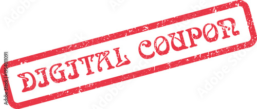 Vibrant Red Grunge Rubber Stamp Text DIGITAL COUPON for Online Promotions