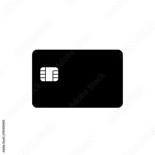 Minimalist Black Credit Card Icon with EMV Chip Vector Graphic for Financial Applications and Online Payment Interfaces