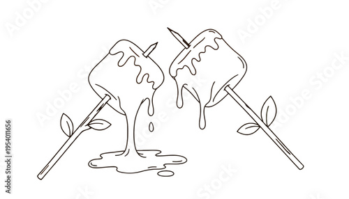 A delicious caramel marshmallow treat on a stick illustration vector