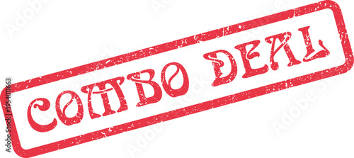 Vibrant red distressed rubber stamp with bold COMBO DEAL lettering promoting bundled product offers