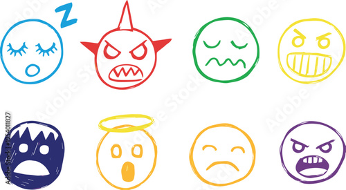 emoji playful hand drawn emoticon icons for education