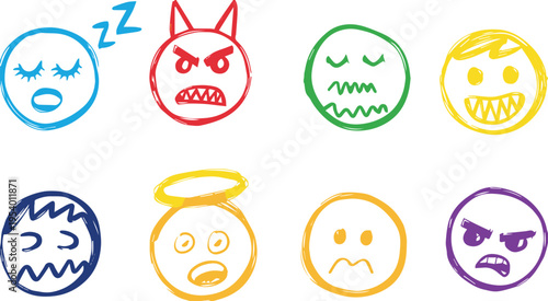 emoji hand drawn emoticon faces expressions sketch