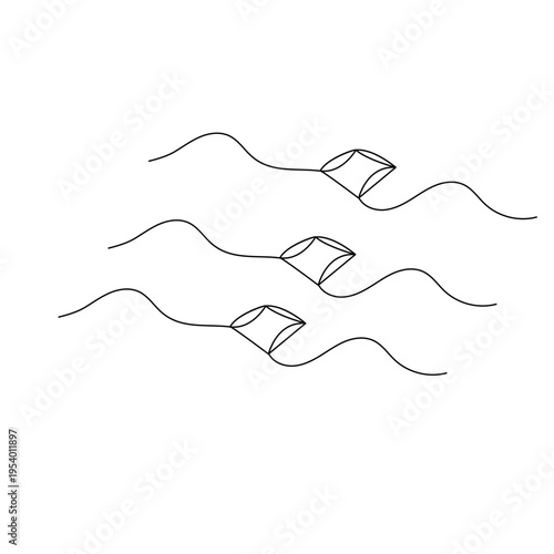 Single line drawing of a decorative square pillow with elegant swirls
