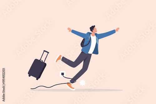 Happy person with luggage