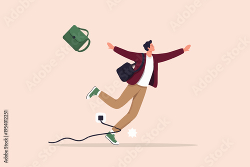 Man Falling Down With Items