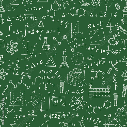 Science and math educational symbols.