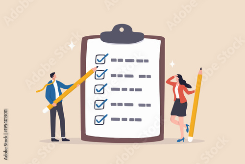 People with a checklist