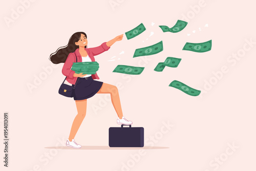 Happy Woman With Money