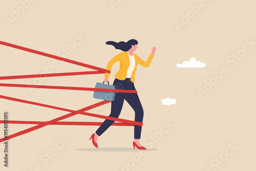 Woman with Red Lines