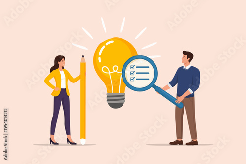 Teamwork and Bright Idea Concept