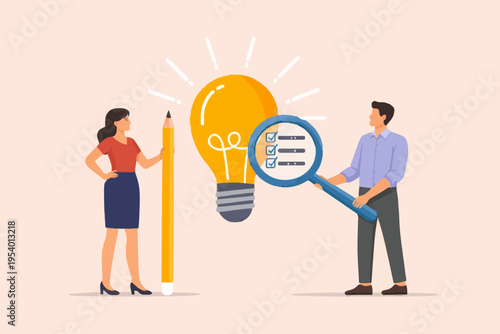 Teamwork and Bright Idea Concept