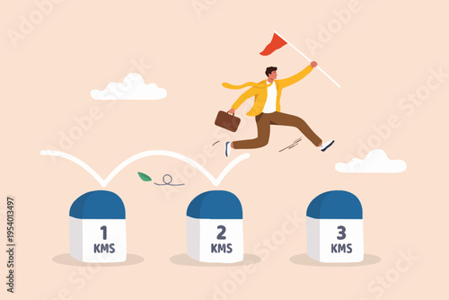 Man Jumping Over Distance Posts