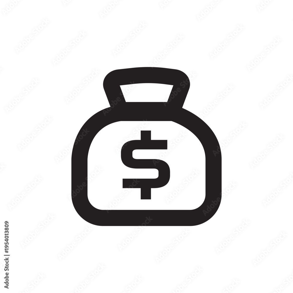 Fototapeta premium Money bag icon, finance savings line vector